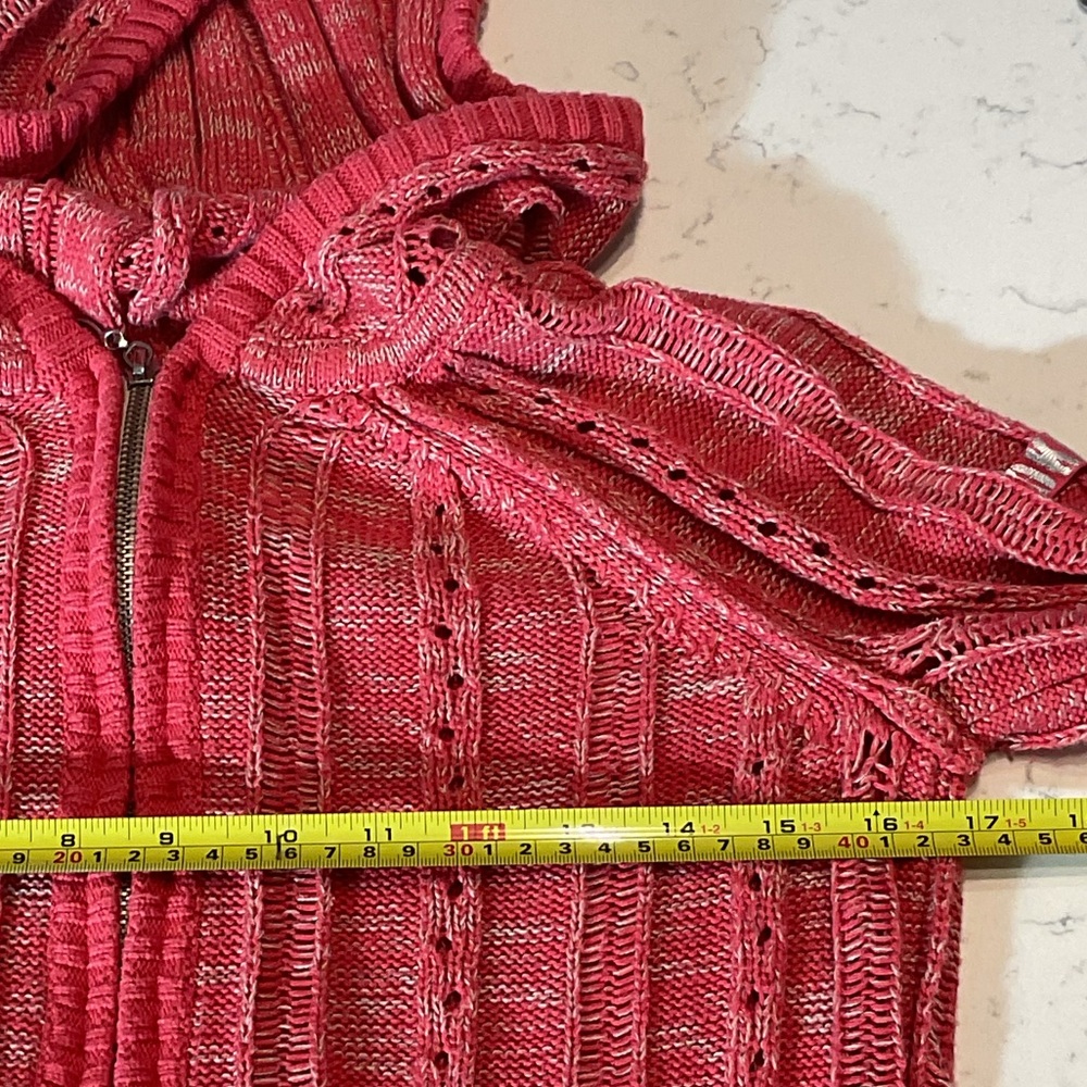DKNY  JEANS PETITE Y2K Coral/ Pink Knit Half-Zip Sweater - Picture 8 of 11